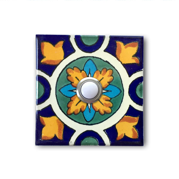 CAD37 - 3x3 Handcrafted Ceramic Tile Doorbell Cover with Lighted Push Button