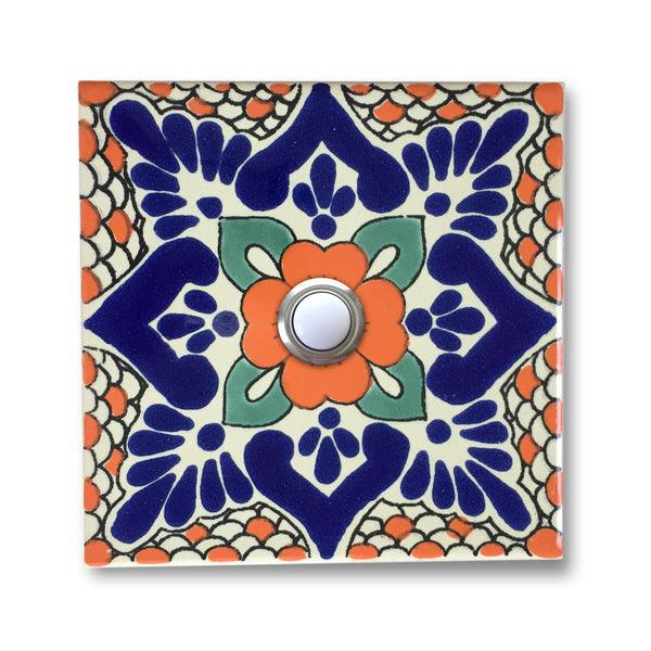 CAD411 - 4x4 Handcrafted Ceramic Tile Doorbell Cover with Lighted Push Button