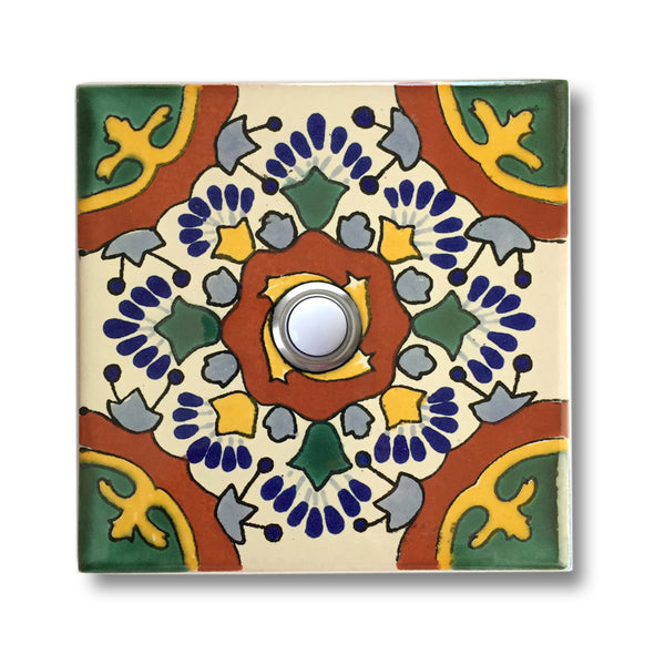 CAD428 - 4x4 Handcrafted Ceramic Tile Doorbell Cover with Lighted Push Button