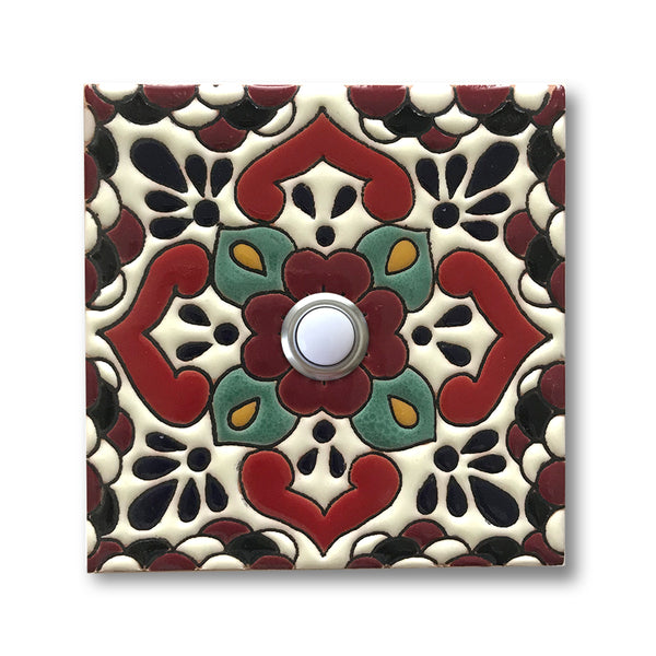 CAD401SB - 4x4 Handcrafted Ceramic Tile Doorbell Cover with Lighted Push Button