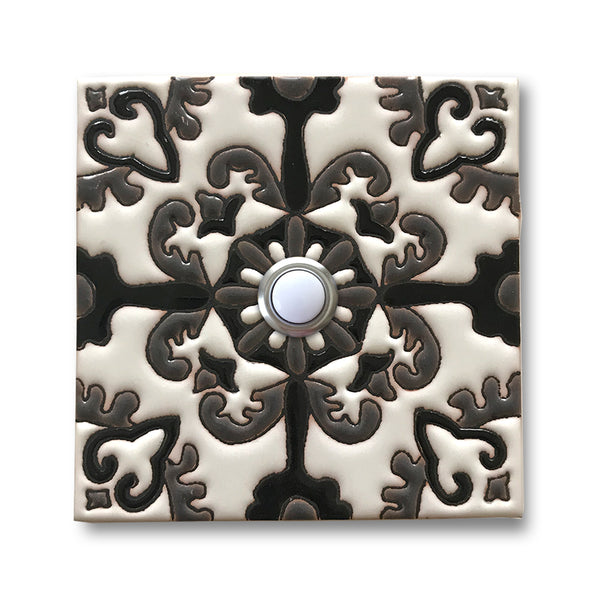 CAD402SB - 4x4 Handcrafted Ceramic Tile Doorbell Cover with Lighted Push Button