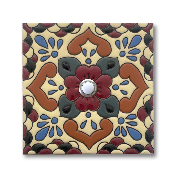 CAD601SB - 6x6 Handcrafted Ceramic Tile Doorbell Cover with Lighted Push Button