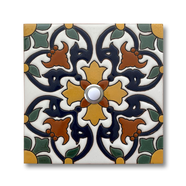 CAD603SB - 6x6 Handcrafted Ceramic Tile Doorbell Cover with Lighted Push Button