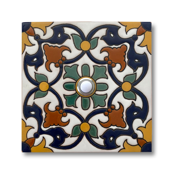 CAD604SB - 6x6 Handcrafted Ceramic Tile Doorbell Cover with Lighted Push Button