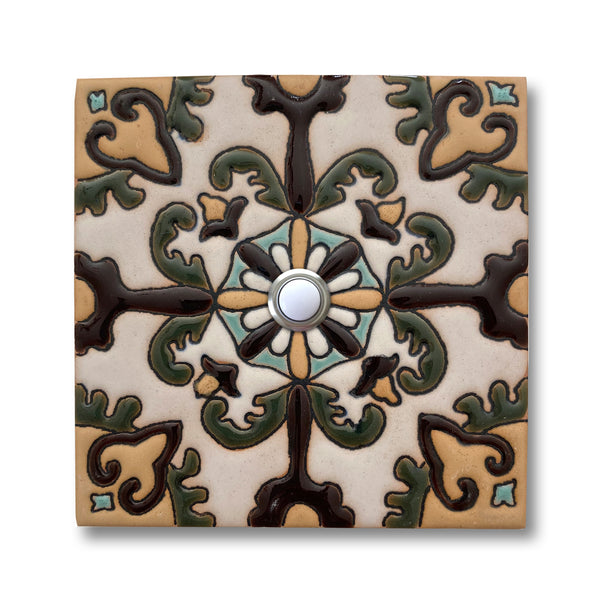CAD605SB - 6x6 Handcrafted Ceramic Tile Doorbell Cover with Lighted Push Button
